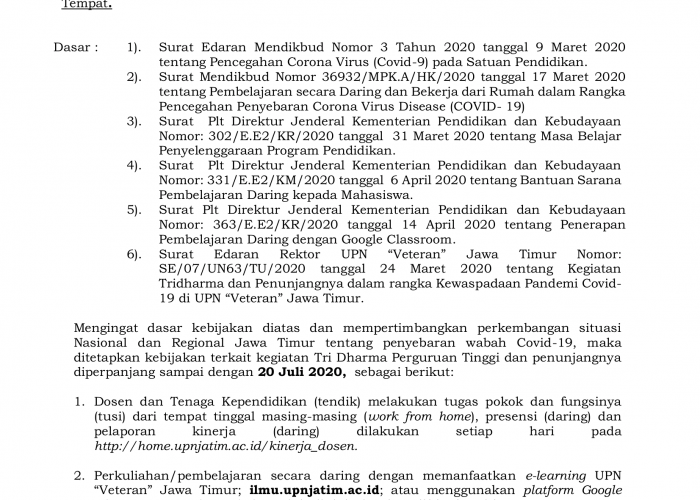 (NEW) Kegiatan Tridharma dan Penunjangnya Sebagai Upaya Kewaspadaan Terhadap Pandemi Covid-19