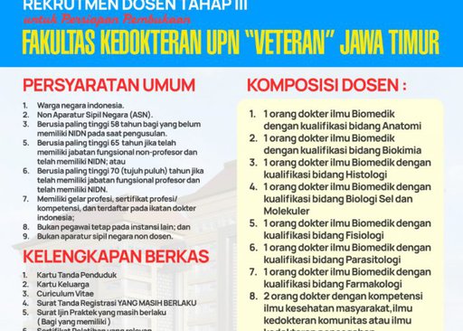 Rekrutmen Dosen Tahap 3 untuk persiapan Pembukaan Fakultas Kedokteran